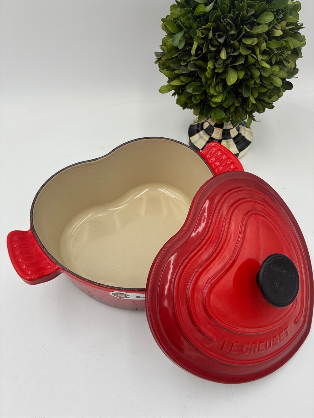 Le Creuset Red Heart-Shaped Cocotte with Black Knob